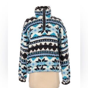 **sold** Aerie offline blue and brown fair isle half zip fleece me